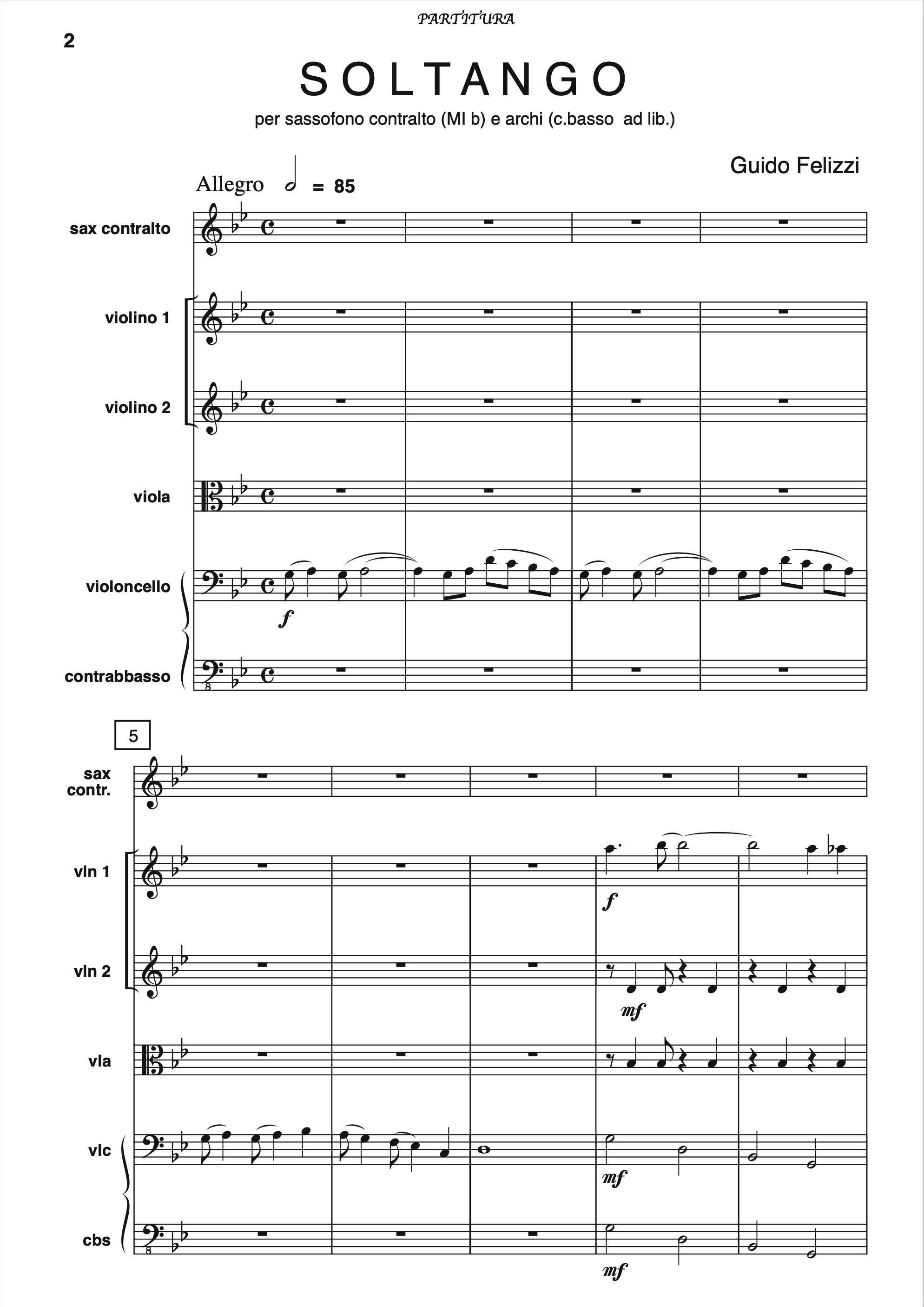 <i>''Soltango''</i> <i>per sax e archi</i> <i>(+ c.basso ad lib)</i>